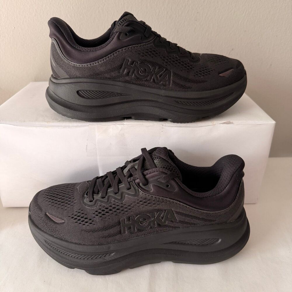 NEW Hoka Bondi 9 Wide Sneakers Running Shoes Women's 7.5 D Black Black